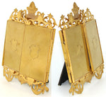 Antique French Victorian Era Gilt Bronze Triptych Style Quad Picture Frame, Carte de Visite Size