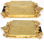 Antique French Victorian Era Gilt Bronze Triptych Style Quad Picture Frame, Carte de Visite Size
