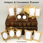 Antique French Victorian Era Gilt Bronze Triptych Style Quad Picture Frame, Carte de Visite Size