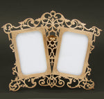 Antique French Gilt Bronze 8.25" Double Picture Frame, Ornate Reticulated & Easel Stand