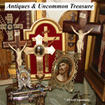 Antique French Dieppe Style Carved Ivory Christ Figure or Corpus, 11.5" Brass Inlaid Mahogany Crucifix