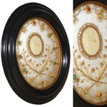 Lg Antique French Jeweled Relic, Agnus Dei Wax Medallion with Seed Pearls & Gilt Paperolle