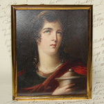 Antique Miniature Oil Painting on Card, "Agrippina Bearing the Ashes of Germanicus" by Emma E. Kendrick