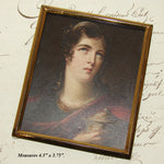 Antique Miniature Oil Painting on Card, "Agrippina Bearing the Ashes of Germanicus" by Emma E. Kendrick