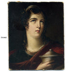 Antique Miniature Oil Painting on Card, "Agrippina Bearing the Ashes of Germanicus" by Emma E. Kendrick