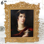 Antique Miniature Oil Painting on Card, "Agrippina Bearing the Ashes of Germanicus" by Emma E. Kendrick