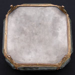 Antique French Napoleon III 6.5" Jewel Casket, Intaglio Etched Thick Beveled Glass Panels