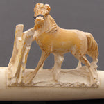 Antique Victorian Carved Meerschaum Cheroot or Cigar Holder, a Horse Tethered to Fence