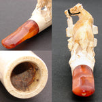 Antique Victorian Carved Meerschaum Cheroot or Cigar Holder, a Horse Tethered to Fence