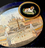 Antique Victorian Era Italian Curly Micro Mosaic Spaniel in 18k Gold Brooch Mount, Grand Tour Souvenir in Box