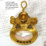 Antique French Gilt Brass & Mother of Pearl Chamberstick, "Bougeoir de Voyage", Coiled Snakes