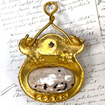 Antique French Gilt Brass & Mother of Pearl Chamberstick, "Bougeoir de Voyage", Coiled Snakes