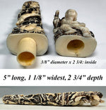 Unique Large Carved Antler with Figural Hunting Scenes, Black Forest Needle Case or Match Vesta