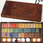 Antique Watercolor Aquarelle Painting Artist's Set, Unique Black Forest Style Carved Box