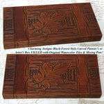Antique Watercolor Aquarelle Painting Artist's Set, Unique Black Forest Style Carved Box