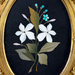 Antique Italian Victorian Era Pietra Dura & Gilt Bronze 4.25" Picture Frame, Floral Inlay