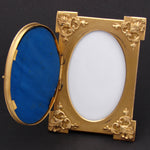 Antique Italian Victorian Era Pietra Dura & Gilt Bronze 4.25" Picture Frame, Floral Inlay