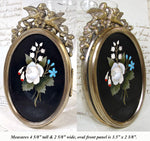 Antique Italian Victorian Era Pietra Dura & Gilt Bronze 4.5" Picture Frame, Floral Inlay