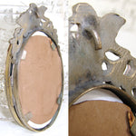 Antique Italian Victorian Era Pietra Dura & Gilt Bronze 4.5" Picture Frame, Floral Inlay