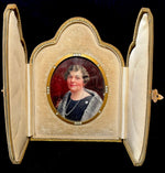 Antique Edwardian to Belle Epoch Portrait Miniature in Cased Pearl Jewel Frame, Marcel Hair, Fur & Diamond Star Brooch