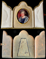 Antique Edwardian to Belle Epoch Portrait Miniature in Cased Pearl Jewel Frame, Marcel Hair, Fur & Diamond Star Brooch