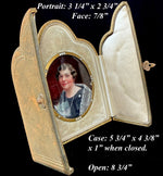 Antique Edwardian to Belle Epoch Portrait Miniature in Cased Pearl Jewel Frame, Marcel Hair, Fur & Diamond Star Brooch