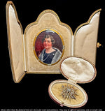 Antique Edwardian to Belle Epoch Portrait Miniature in Cased Pearl Jewel Frame, Marcel Hair, Fur & Diamond Star Brooch