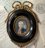 ID'd 18th Century Couple, Medal, Ornate Frames Portrait Miniatures, Marie-Antoinette Era, c.1770s