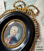 ID'd 18th Century Couple, Medal, Ornate Frames Portrait Miniatures, Marie-Antoinette Era, c.1770s