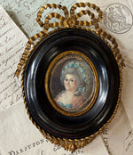 ID'd 18th Century Couple, Medal, Ornate Frames Portrait Miniatures, Marie-Antoinette Era, c.1770s