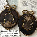 ID'd 18th Century Couple, Medal, Ornate Frames Portrait Miniatures, Marie-Antoinette Era, c.1770s