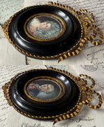 ID'd 18th Century Couple, Medal, Ornate Frames Portrait Miniatures, Marie-Antoinette Era, c.1770s