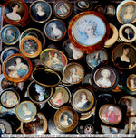 Large Fine Portrait Miniature of Princess Lamballe Tops a Burl Wood Powder Jar, Dates Late 19th Century