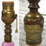 Lovely Vintage 12" Boudoir Lamp PAIR, Pink with Applied Porcelain Flowers, Both WORK!