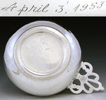 Vintage Gorham Sterling Silver 5.5" Porringer, Handled Bowl, "Jill Bremyer, April 3, 1953" Inscription