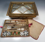 RARE Stunning c.1800-20 French Empire Palais Royal Sewing Nécessaire, Box, in Mother of Pearl Chest. Music Box