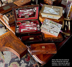 RARE Stunning c.1800-20 French Empire Palais Royal Sewing Nécessaire, Box, in Mother of Pearl Chest. Music Box