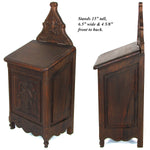 Fine Antique 19th c. French Salt Box, Cabinet, 15" Tall, Hand Carved Country French
