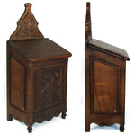 Fine Antique 19th c. French Salt Box, Cabinet, 15" Tall, Hand Carved Country French