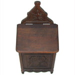 Fine Antique 19th c. French Salt Box, Cabinet, 15" Tall, Hand Carved Country French
