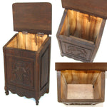 Fine Antique 19th c. French Salt Box, Cabinet, 15" Tall, Hand Carved Country French