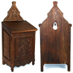Fine Antique 19th c. French Salt Box, Cabinet, 15" Tall, Hand Carved Country French