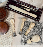 Excellent Antique French Dieppe Carved Ivory Sealing Wax Seal, Sceau, Desktop or Writer's Tool