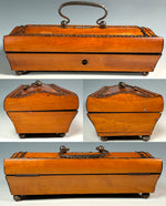 Antique French Palais Royal Sewing Box, Mother of Pearl w 18k Pansy Plaque, Perfume, Silk Winder Snowflakes