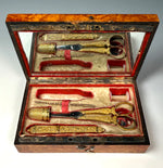 Rare c.1809 Napoleon Era French Empire Burl Sewing Nécessaire, 14k on Silver, Faiceau Poiçon