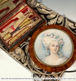 Rare c.1809 Napoleon Era French Empire Burl Sewing Nécessaire, 14k on Silver, Faiceau Poiçon