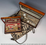 Rare c.1809 Napoleon Era French Empire Burl Sewing Nécessaire, 14k on Silver, Faiceau Poiçon