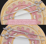 Antique European Silver Plated 9.5" 2pc Skewer or Hatelet Set, Floral & Foliate Handles