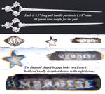 Antique European Silver Plated 9.5" 2pc Skewer or Hatelet Set, Floral & Foliate Handles