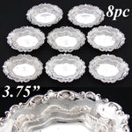Set of 8 Antique R. Wallace & Sons Sterling SIlver Butter Pat, Nut or Bonbon Dishes
